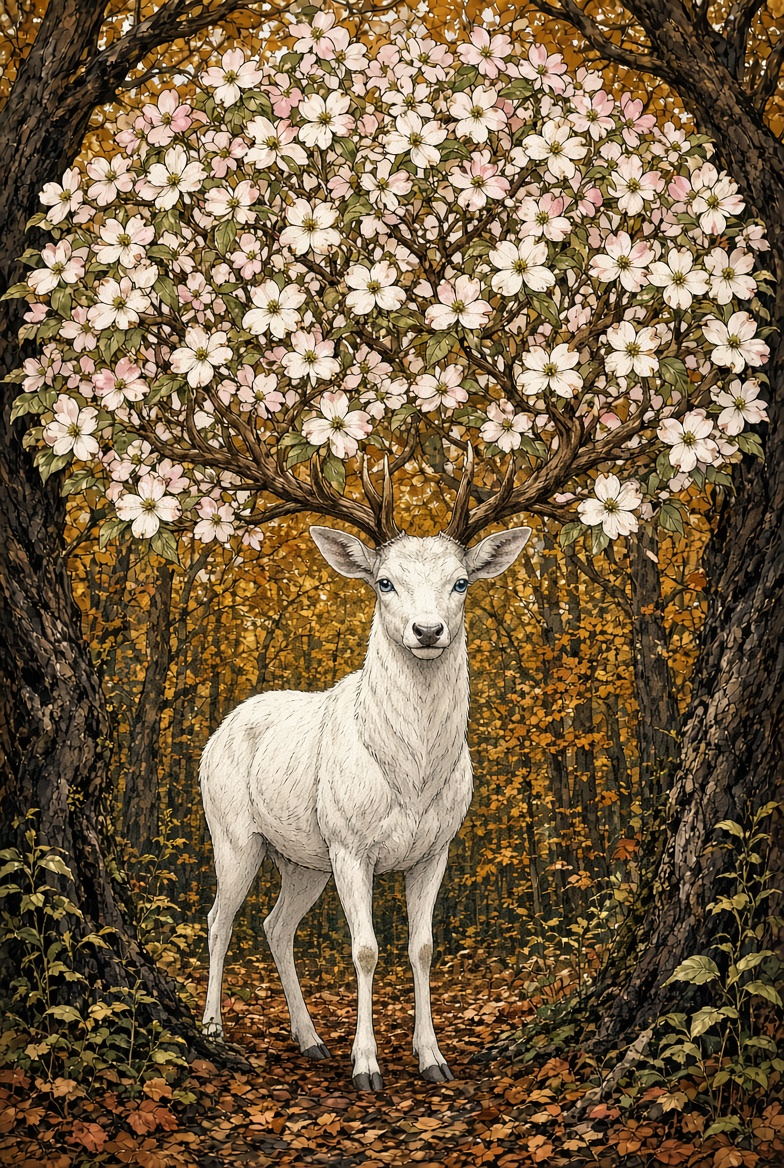 The Snawfus under an overflowing second canopy of dogwood blossom